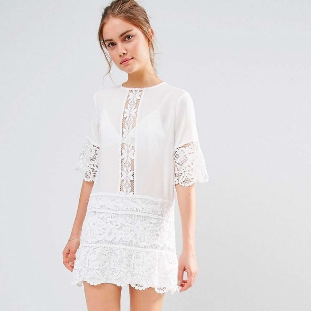 Endless Rose White Lace Insert Mini Dress NWT
